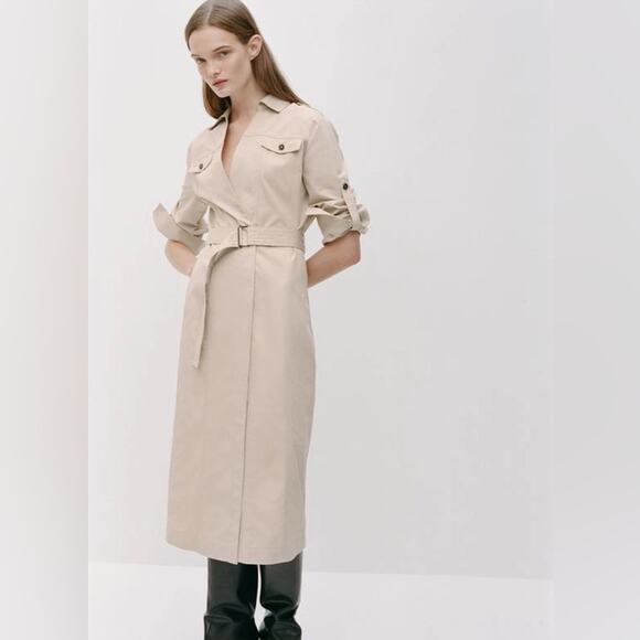ZARA WOMAN NWT ZW COLLECTION MIDI SHIRTDRESS - Picture 1 of 11